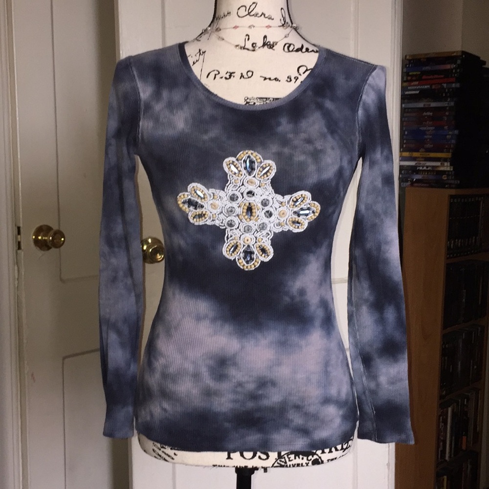 EUC INC stretchy beaded gray top
